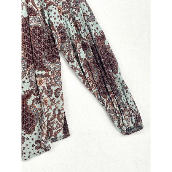 Willow Root Blouse Women s Size L Multi Floral Long Sleeve Tie Detail - Picture 14 of 15